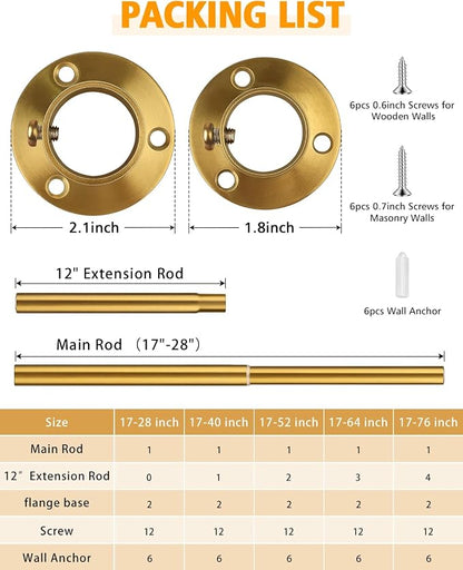 Closet Rods for Hanging Clothes, 17-76 Inch Heavy Duty and Stepless Adjustable - Image 7