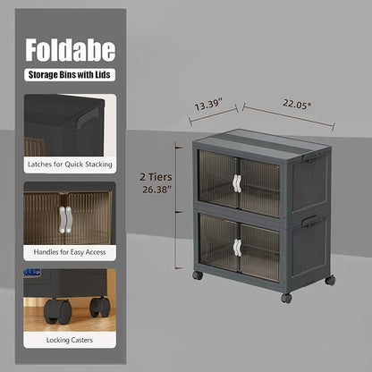 Stackable Storage Bins, Plastic Collapsible Storage Bins - Image 2