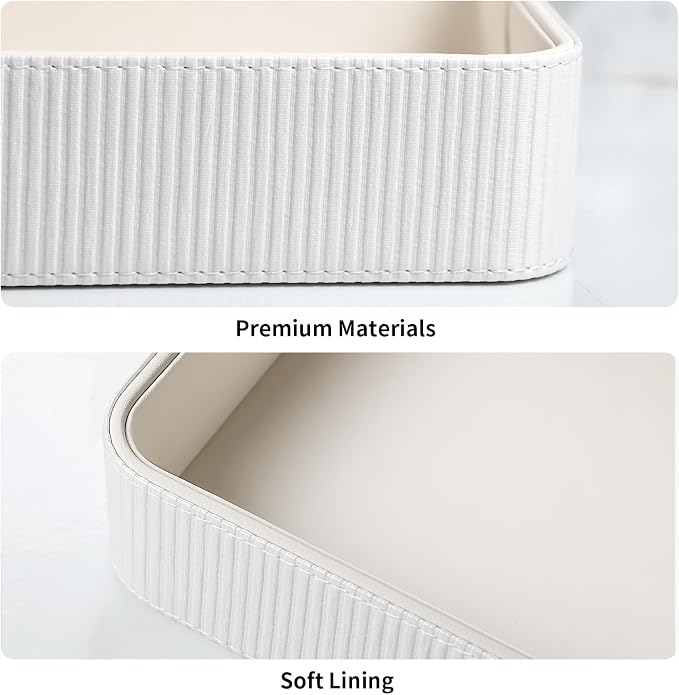 PU Leather Valet Tray Organizer, Modern Nightstand Organizer Bedside Desktop - Image 4