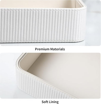 PU Leather Valet Tray Organizer, Modern Nightstand Organizer Bedside Desktop - Image 4