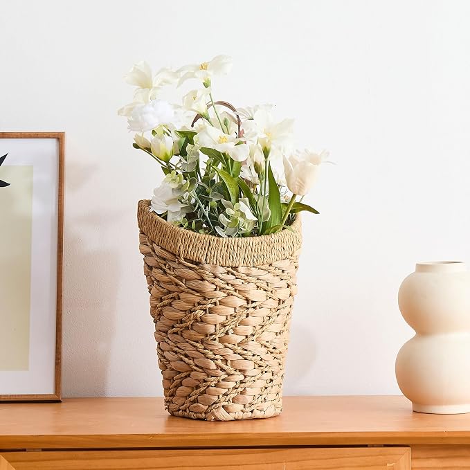 Handwoven Front Door Basket Water Hyacinth Wall Hanging Basket Decorative Boho - Image 5