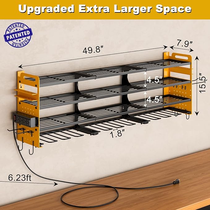12 Cordless Drill Holder Large Power Tool Organizer Wall Mount - Image 2