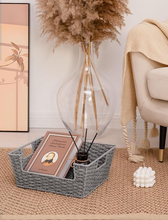 StorageWorks Round Paper Rope Woven Basket - Image 6