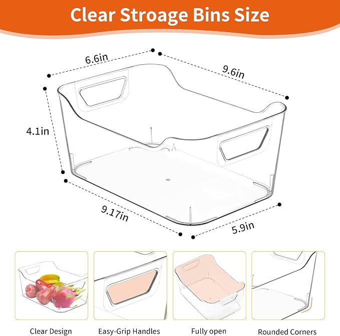 Attelite 12 Pack Clear Plastic Storage Bins, Pantry Organizer Containers - Image 4