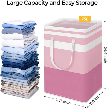 HomeHacks 2 Pack Large Laundry Baskets, Waterproof, Freestanding Laundry Hampers - Image 4