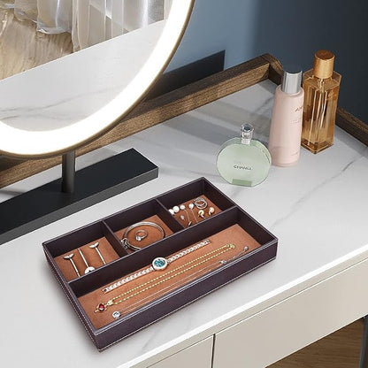 GORESE Faux Leather Valet Tray for Men, Stackable Jewelry Organizer for Drawers - Image 2