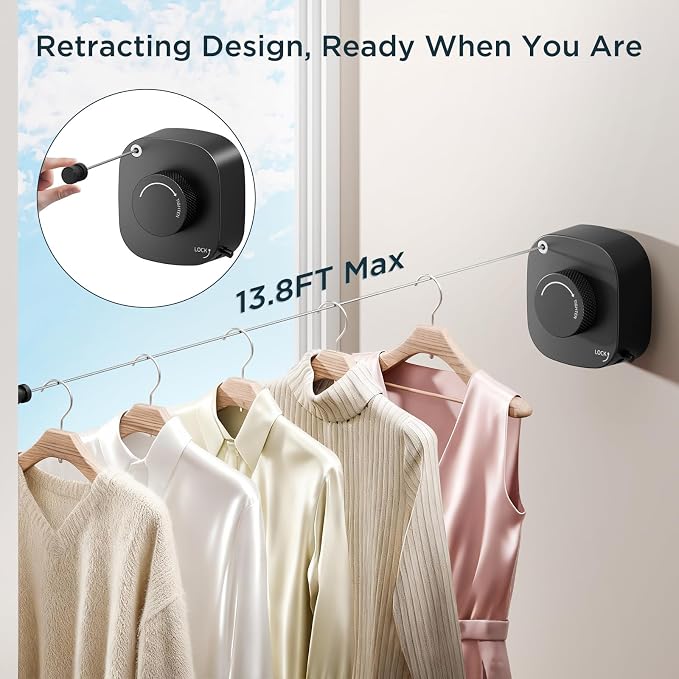 FORIOUS Retractable Clothesline Indoor, 13.8 Ft Non-Sagging Outdoor Clothes Line - Image 2