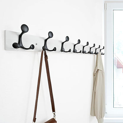 SKOLOO 43-Inch White Wood Coat Rack Wall Mount - Image 3