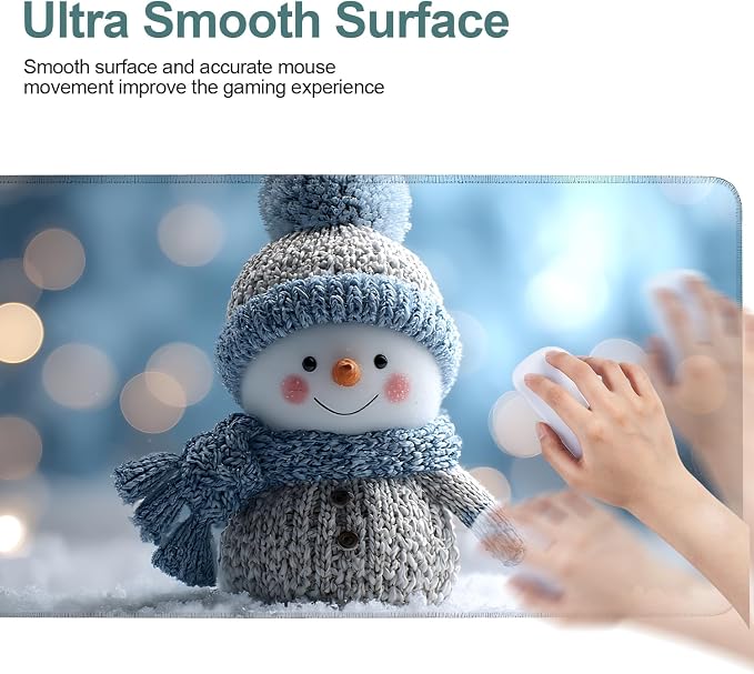 Christmas Snowman Gaming Mouse Pad 35.4"x15.7"Desk Mat Anti-Slip Rubber Base & - Image 5
