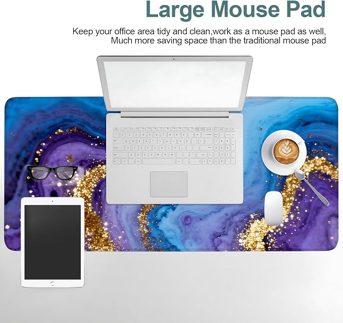 Blue and Gold Stripes Gaming Mouse Pad 35.4"x15.7"Desk Mat Anti-Slip Rubber - Image 6