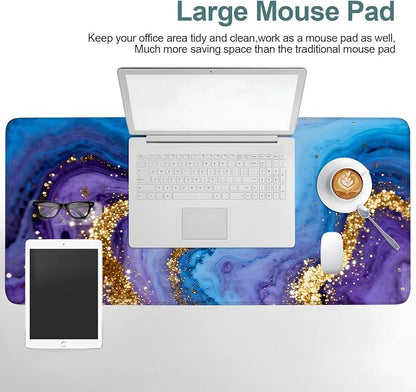 Blue and Gold Stripes Gaming Mouse Pad 35.4"x15.7"Desk Mat Anti-Slip Rubber - Image 6