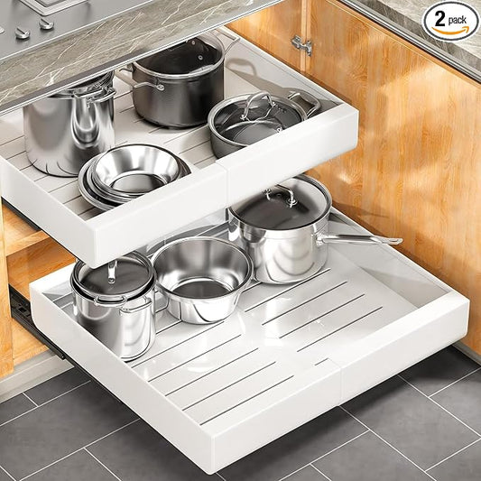 Pull out Cabinet Organizer, Wider Expandable Heavy Duty Slide out Drawers Fixed by Kitstorack
