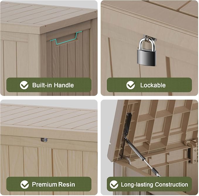 150 Gallon Outdoor Deck Box, Storage Lockable Waterproof Patio Furniture - Image 6