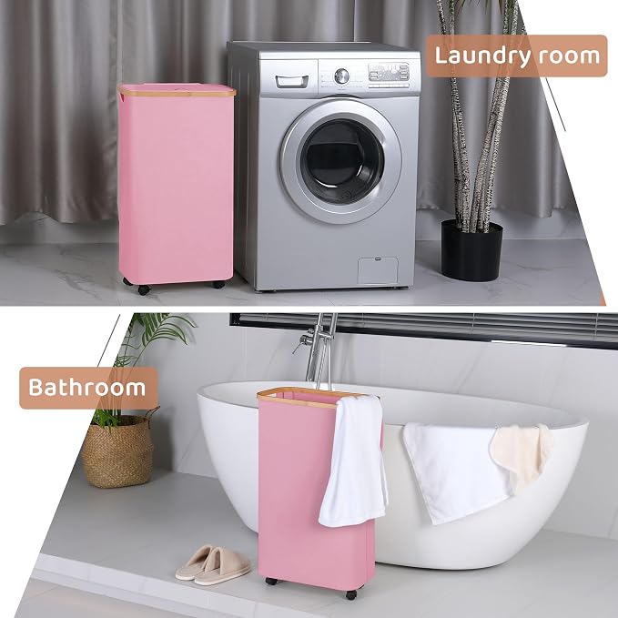 Slim Laundry Basket with Wheels, Narrow Hampers - Image 5