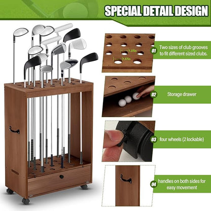 27 Hole Golf Club Stand Holder Wooden Golf Club Organizer Putter Display Rack - Image 3