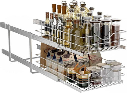 Pull Out Cabinet Organizer, 2 Tier Soft Close Slide Out Drawer - Image 7