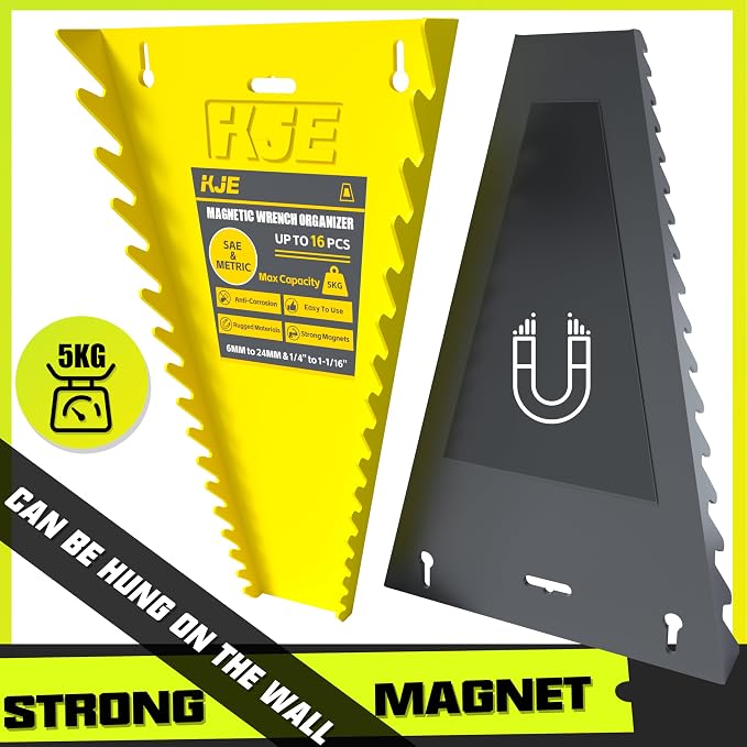 KJE 2Pack Magnetic Wrench Organizer, 32-Slot Wrench Rack Tool Trays, Magnetic - Image 4