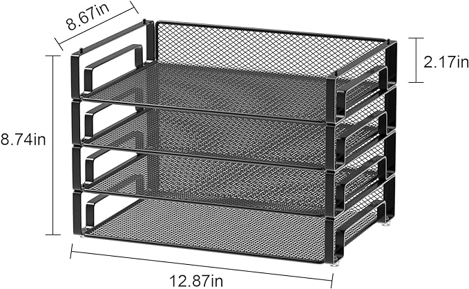 Samstar 4 Pack Stackable Letter Paper Tray, Desk File Organizer Paper Sorter - Image 3
