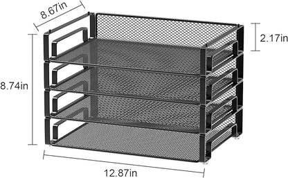 Samstar 4 Pack Stackable Letter Paper Tray, Desk File Organizer Paper Sorter - Image 3
