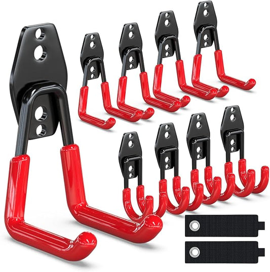 3-H Garage Wall Hooks 10 Pack, Heavy Duty Garage Hooks by 3-H