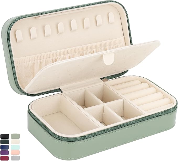 DesignSter Travel Jewelry Box, PU Leather Portable Jewelry Case, Small Jewelry by DesignSter