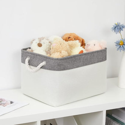 Bidtakay White Baskets with Cotton Rope Handles Decorative Storage Bins Fabric - Image 9