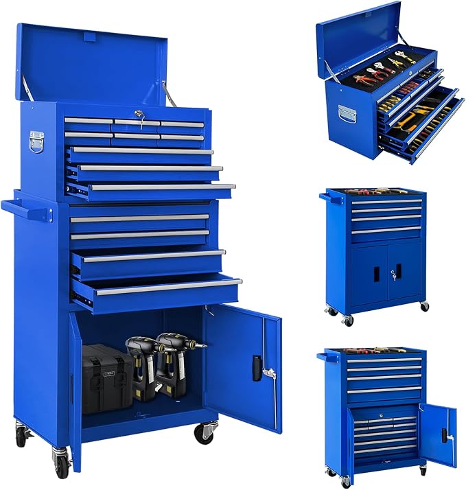 13-Drawer Double Door Rolling Tool Chest, 2 in 1 Detachable Tool Chest by Sormols