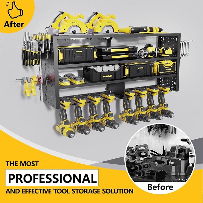 Large Power Tool Organizer Wall Mount, 4 Layer Garage Storage Cordless Tool - Image 4