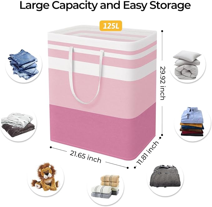 HomeHacks 2 Pack Large Laundry Baskets, Waterproof, Freestanding Laundry Hampers - Image 4