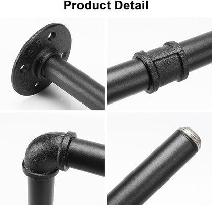 Industrial Iron Pipe Clothes Hanging Bar DIY Wall-Mounted Garment Rack Heavy - Image 4