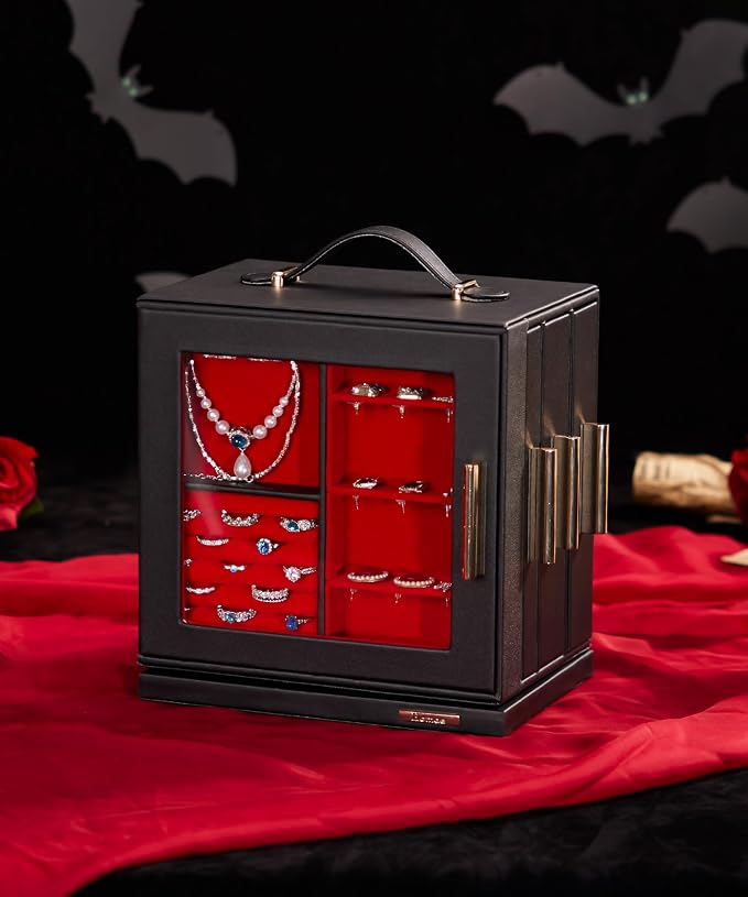 Homde Christmas Gifts Jewelry Box 360° Rotating, Necklace Earring Organizer - Image 2