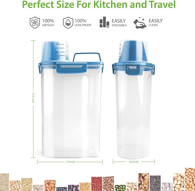 Rice Airtight Storage Container, 3 to 5Lbs Cereal Dry Food Flour Bin, Pet Dog - Image 2