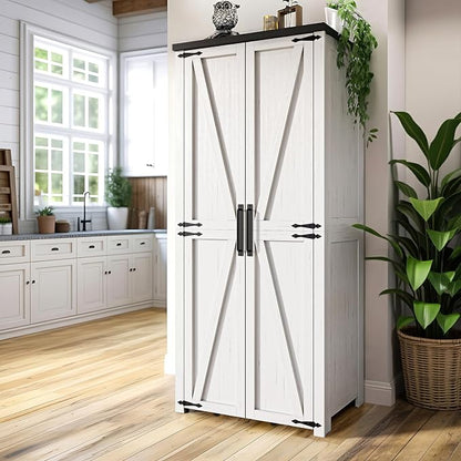 White Farmhouse Kitchen Pantry Cabinet, Dining Room, Living Room - Image 3