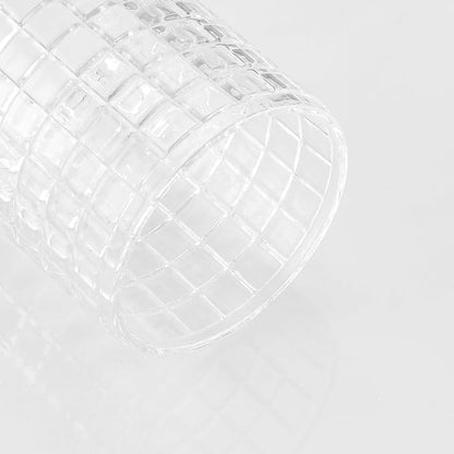 Clear Tranparent Apothecary Etched Geometric Grid Glass Jar W/Gold Metal Lid - Image 7