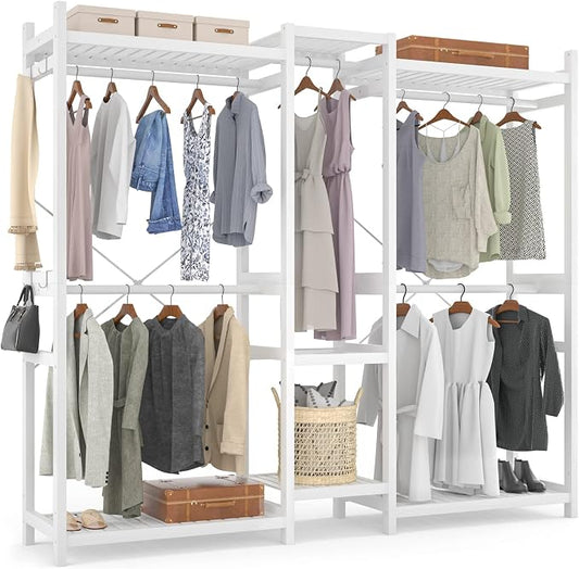 Homykic Bamboo Closet System Clothes Rack, Large Freestanding Garment Rack by Homykic
