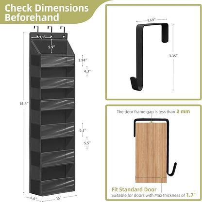Over Door Organizer with 6 Extra Large Pockets 12 Side Pockets, Hanging Storage - Image 2