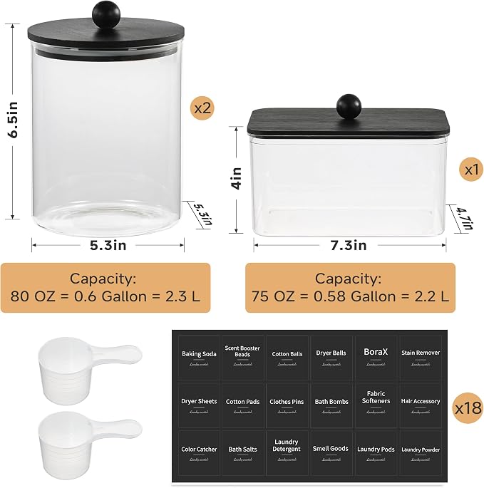 Glass Laundry Pods Container & Acrylic Dryer Sheet Holder - Image 3