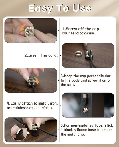 Maveek Metal Magnetic Cord Holder, Magnet Cable Clips Stainless Steel - Image 8