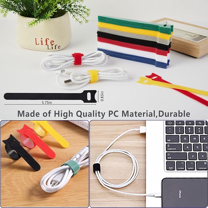 ELII 300PCS Cable Management Kit, 4 Cable Sleeve 35 Cable Clips - Image 8