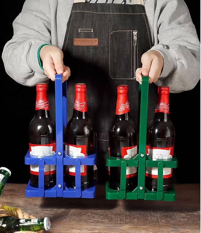 Foldable Beer Carrier 2/4/6 Pack, Heavy-Duty Plastic Drink Caddy, Portable - Image 2