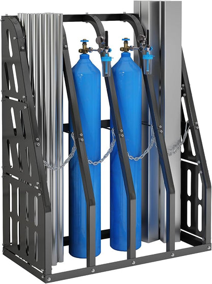 Vertical Long Parts Storage Rack, 500 lb Capacity, 4-Bay Black Steel Bar/Lumber by Unknown