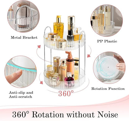 Rotating Makeup Organizer, 360° Spinning Makeup Storage Holder Rack, Dresser - Image 2