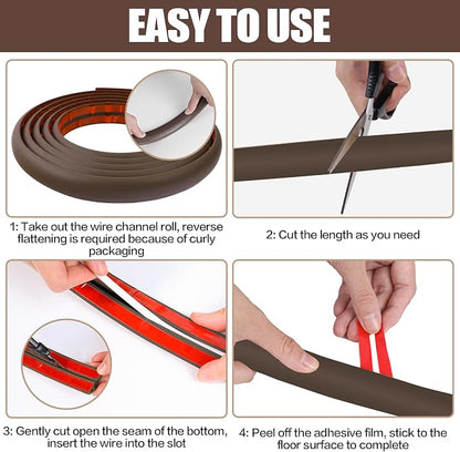 Floor Cord Cover Cable Cavity Self Adhesive Cord Hider Floor 3.3FT Floor Cable - Image 8