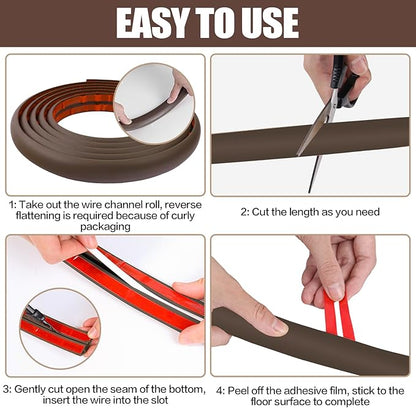 Floor Cord Cover Cable Cavity Self Adhesive Cord Hider Floor 10FT Floor Cable - Image 8