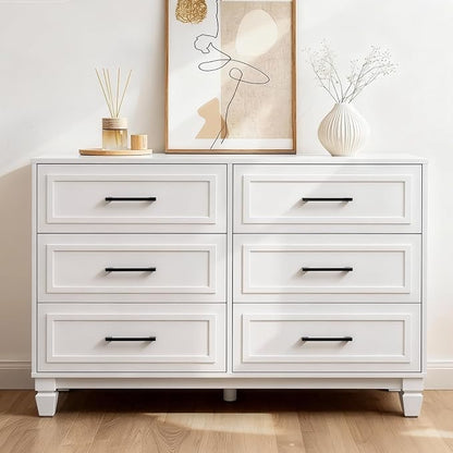 Farmhouse 6 Drawers Dresser for Bedroom, Modern Wide Chest Dressers for Clothes by Unknown