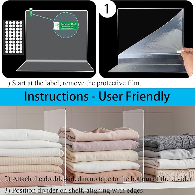Shelf Dividers for Closet Organization: 10" Tall x 12" Deep Acrylic Closet - Image 8
