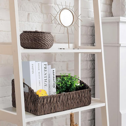 Ollieroo Natural Water Hyacinth Storage Baskets, Handwoven Wicker Storage Bins - Image 5