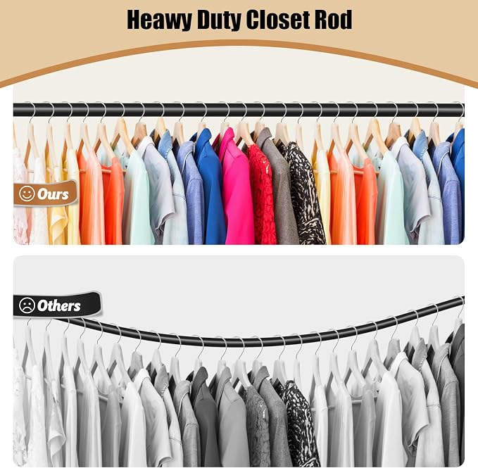 Closet Rod, 16 to 51 Inch Closet Rods Heavy Duty Adjustable Wardrobe Poles - Image 2