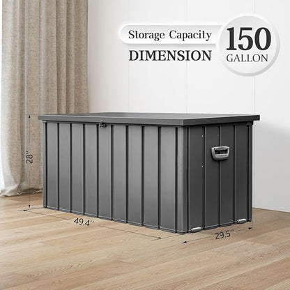 Domi 150 Gallon Deck Box, Metal Outdoor Storage Box - Image 4