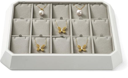 Premium PU Leather Stackable Jewelry Tray 15 Grid Jewelry Organizer Tray by Woodten